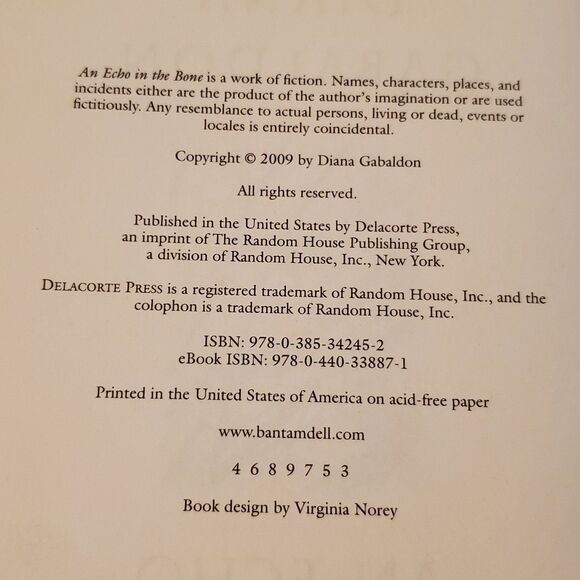 An Echo In The Bone by Diana Gabaldon- Outlander #7  (Hardcover) 2009 - Picture 3 of 6